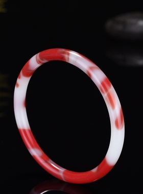 细款圆条玉镯金丝玉鸡血飘花戈壁