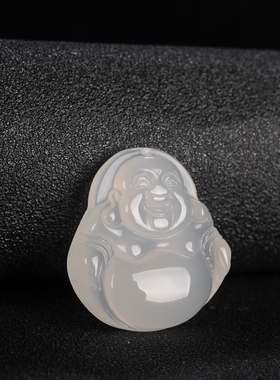 冰种玉石笑佛弥勒佛玉髓白绿紫色玉髓玛瑙佛爷大肚佛吊坠项坠男女