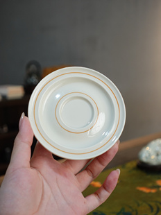 仿宋定窑白陶瓷茶杯垫隔热垫杯垫杯子茶托壶托家用创意茶道茶配件