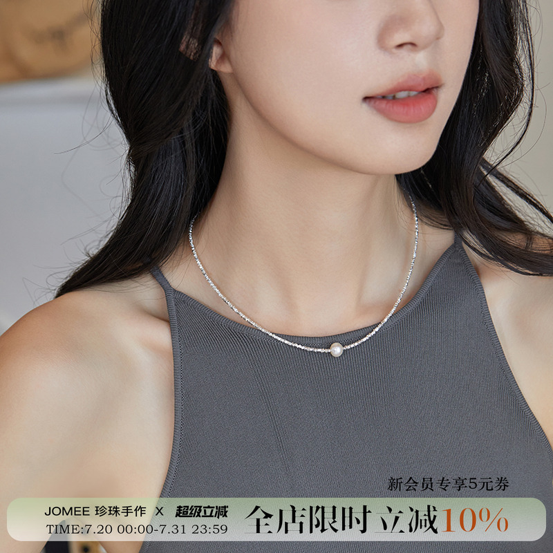 碎银子淡水珍珠项链女S925纯银