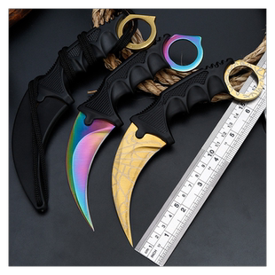 户外刀游戏爪子刀防身小刀带刀鞘随身刀具开刃短刀CS鹰爪战狼弯刀