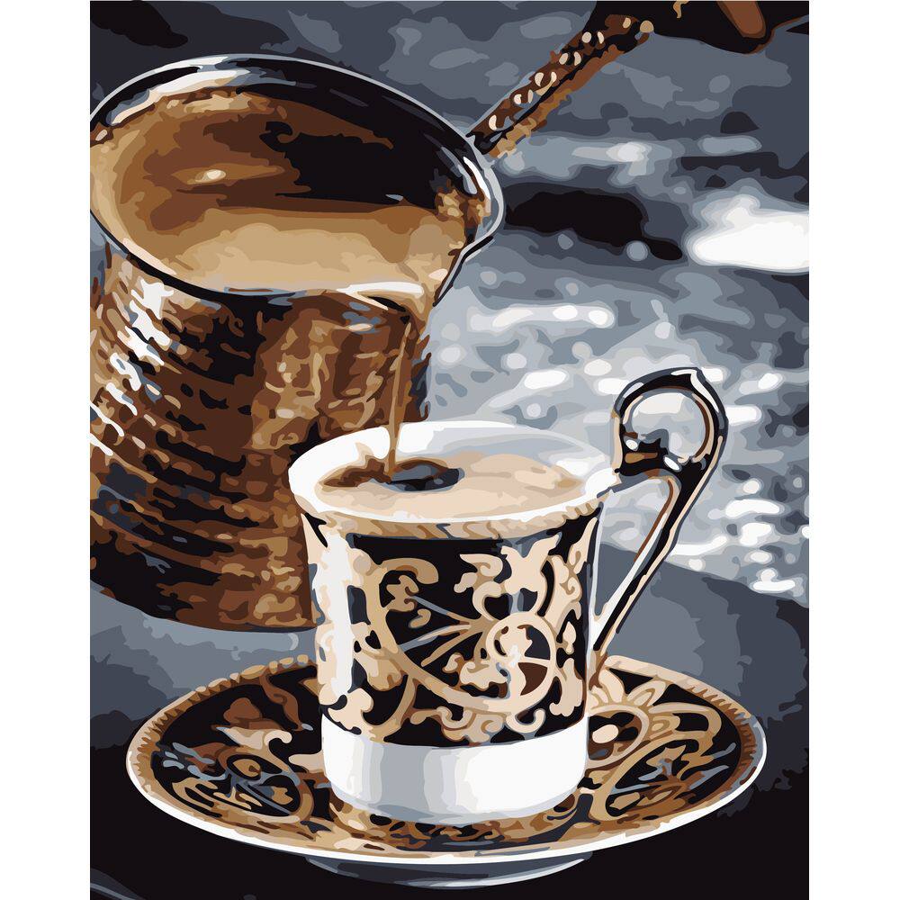 diy数字油画自己填色材料包香浓咖啡豆怀餐厅厨房拿铁家居装饰画