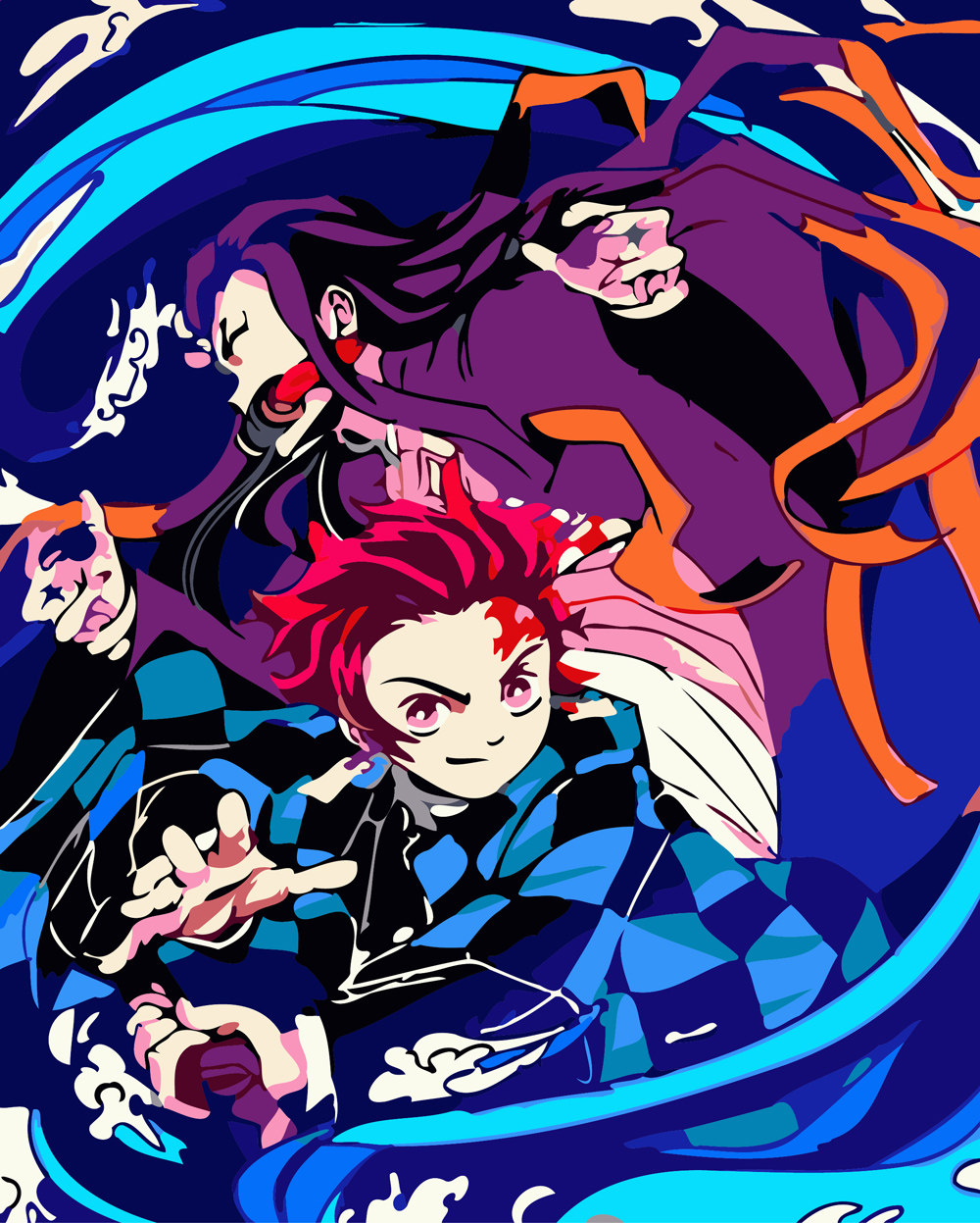 diy数字油画自己填色材料包鬼灭之刃灶门炭治郎冷冽的剑士装饰画