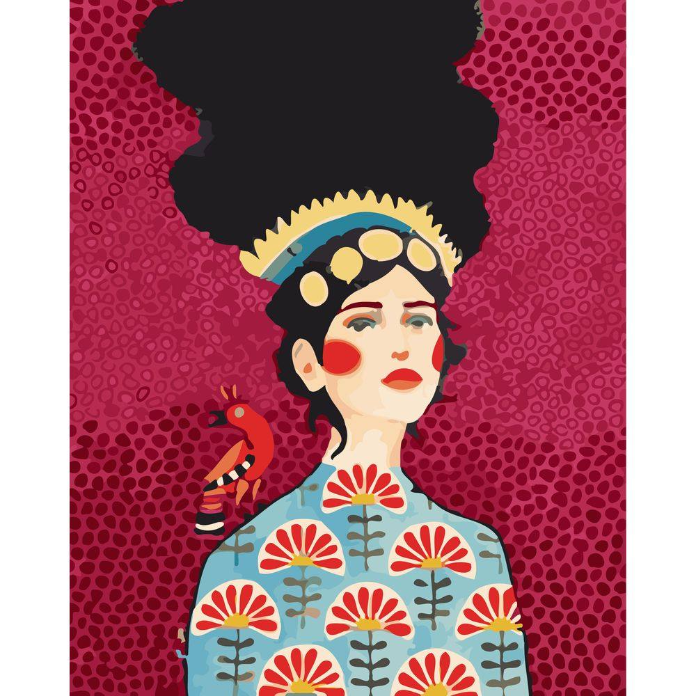 diy数字油画自己填色材料包波点红黑发酷女生手绘另类艺术装饰画