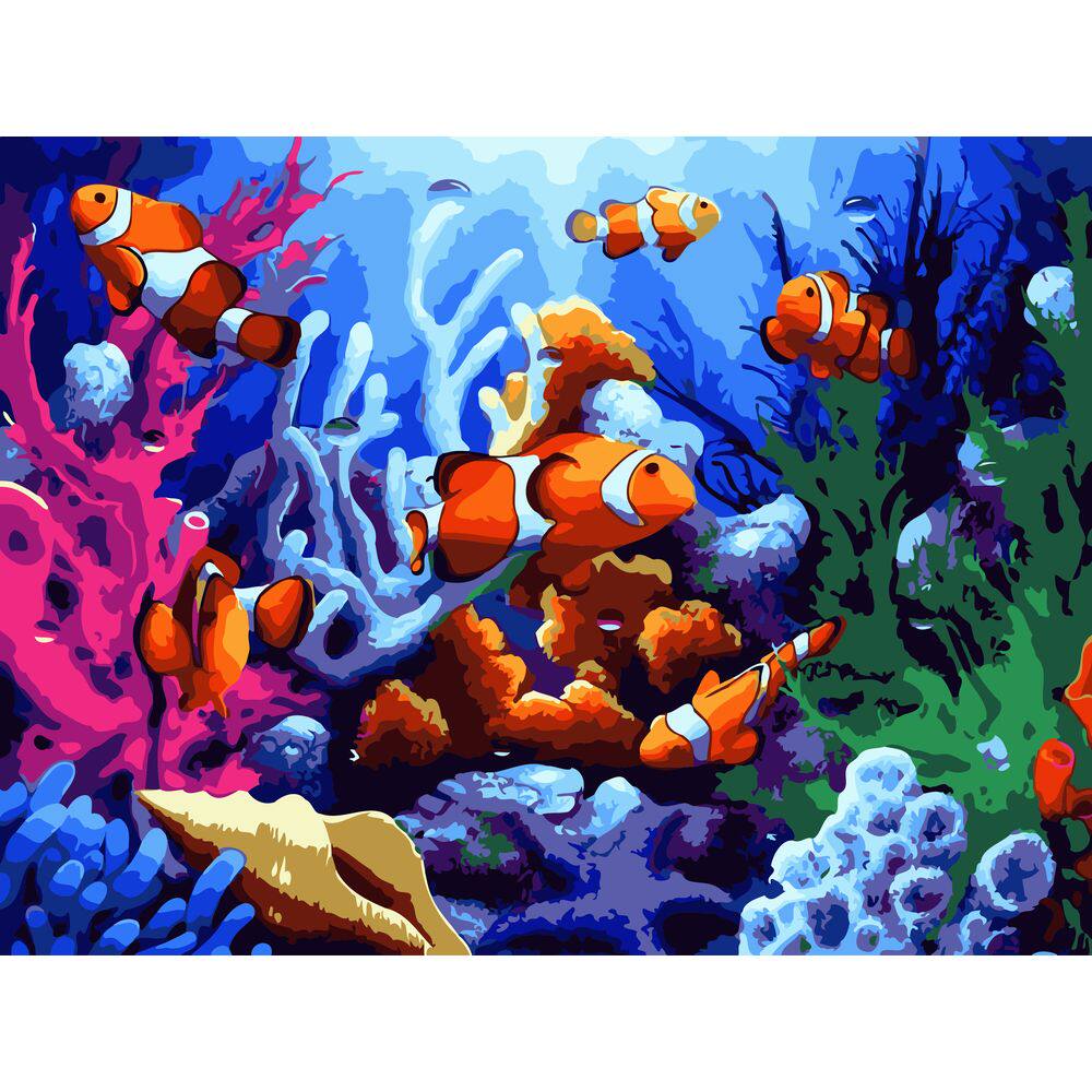 diy数字油画自己填色材料包海洋里的动物世界海龟海豚尼莫装饰画