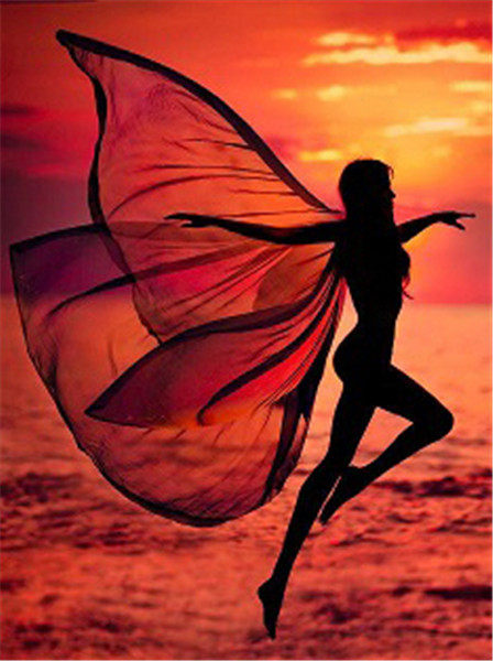 diy数字油画材料包自己填色蝴蝶仙子精灵化蝶现代丙稀家居装饰画