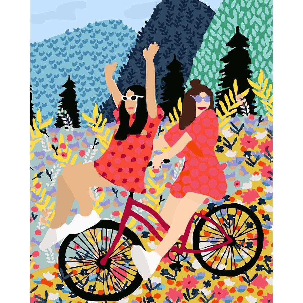 diy数字油画自己填色材料包现代独立自强女性生活插画丙稀装饰画