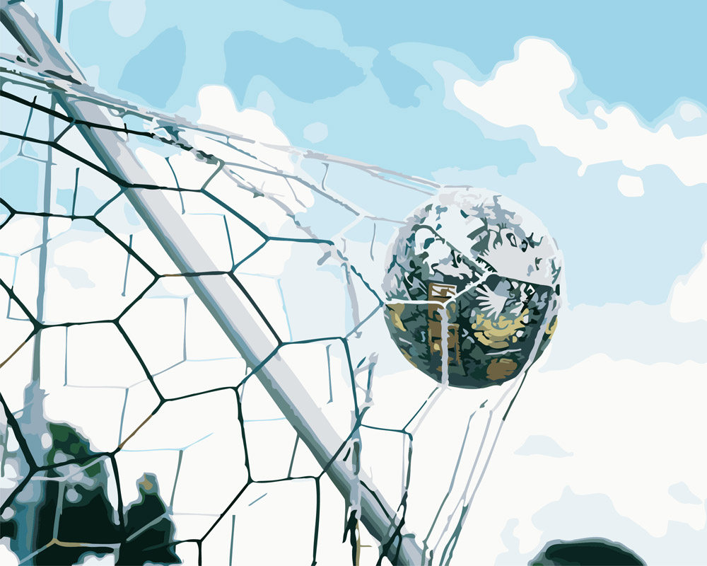 diy数字油画自己填色材料包蓝足球世界杯比赛场地进球瞬间装饰画