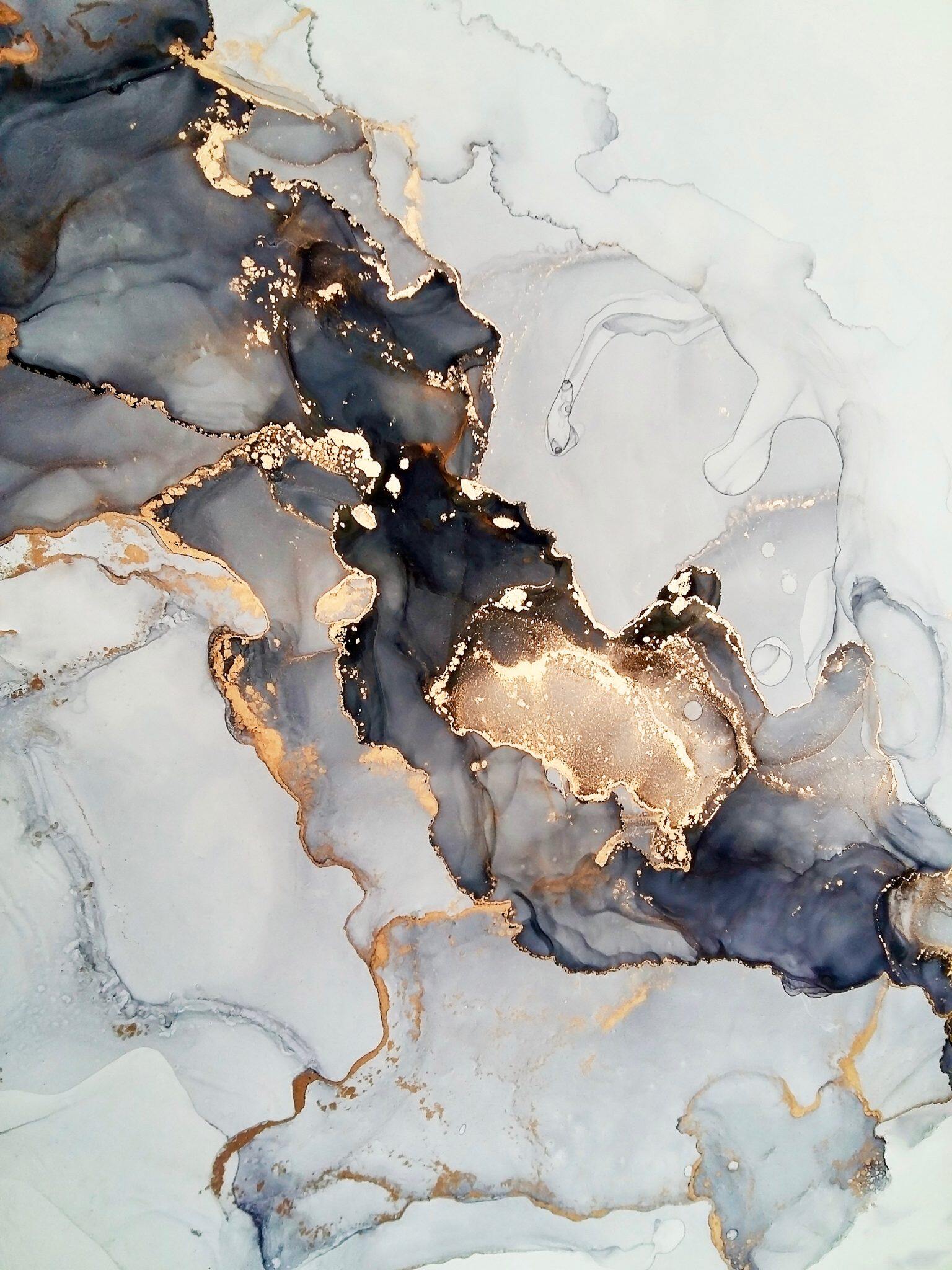 diy数字油画自己上填色抽象艺术风水墨山水黑金波纹家居装饰新款