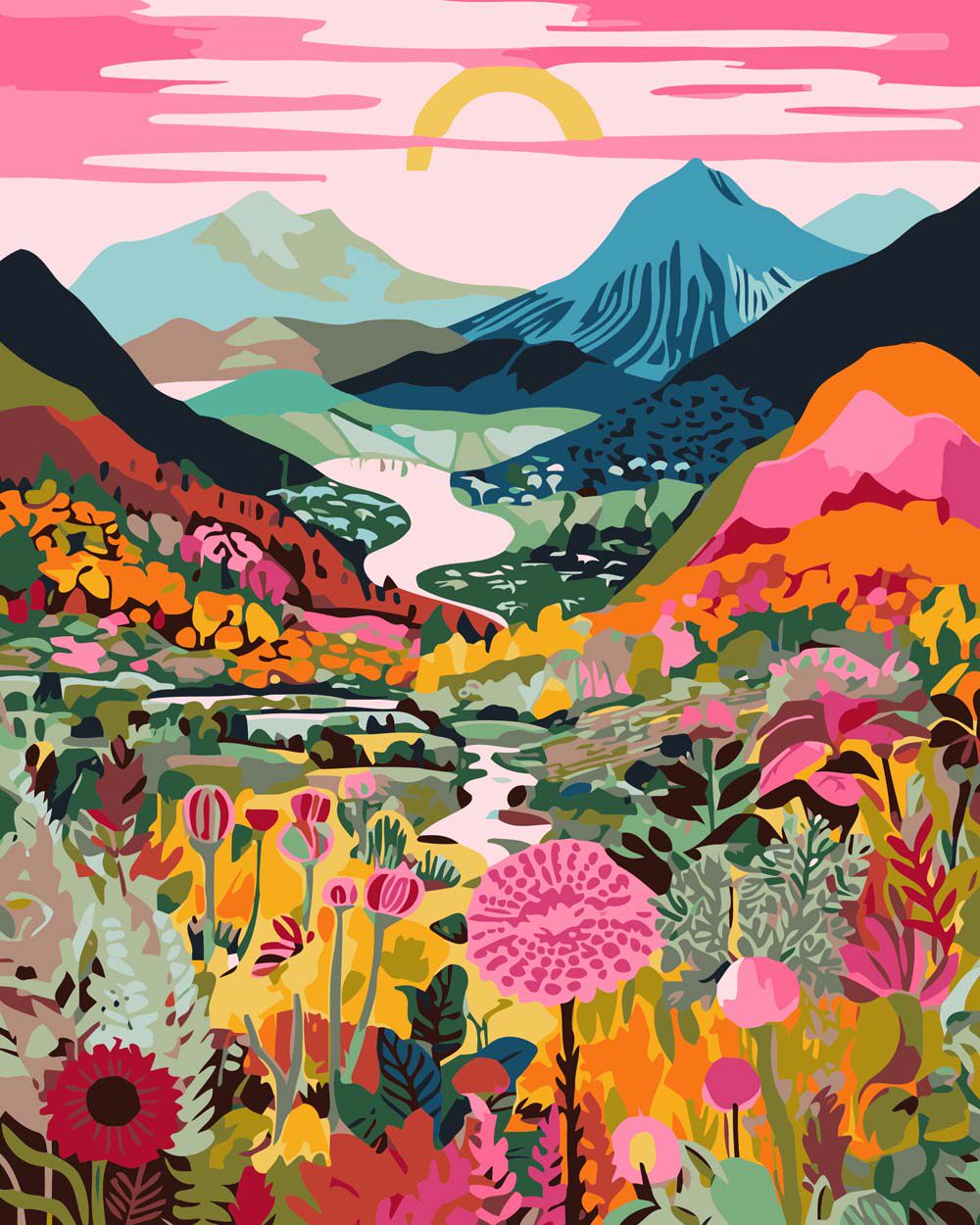 自己填色材料包希望七彩山林芝满山叠彩五彩斑斓diy数字装饰油画