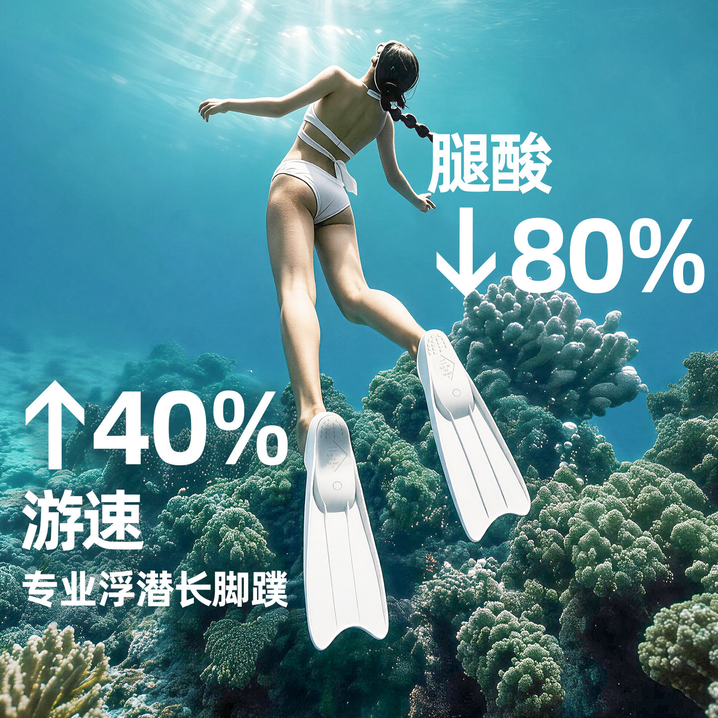 【划水省力】导流减阻潜水脚蹼