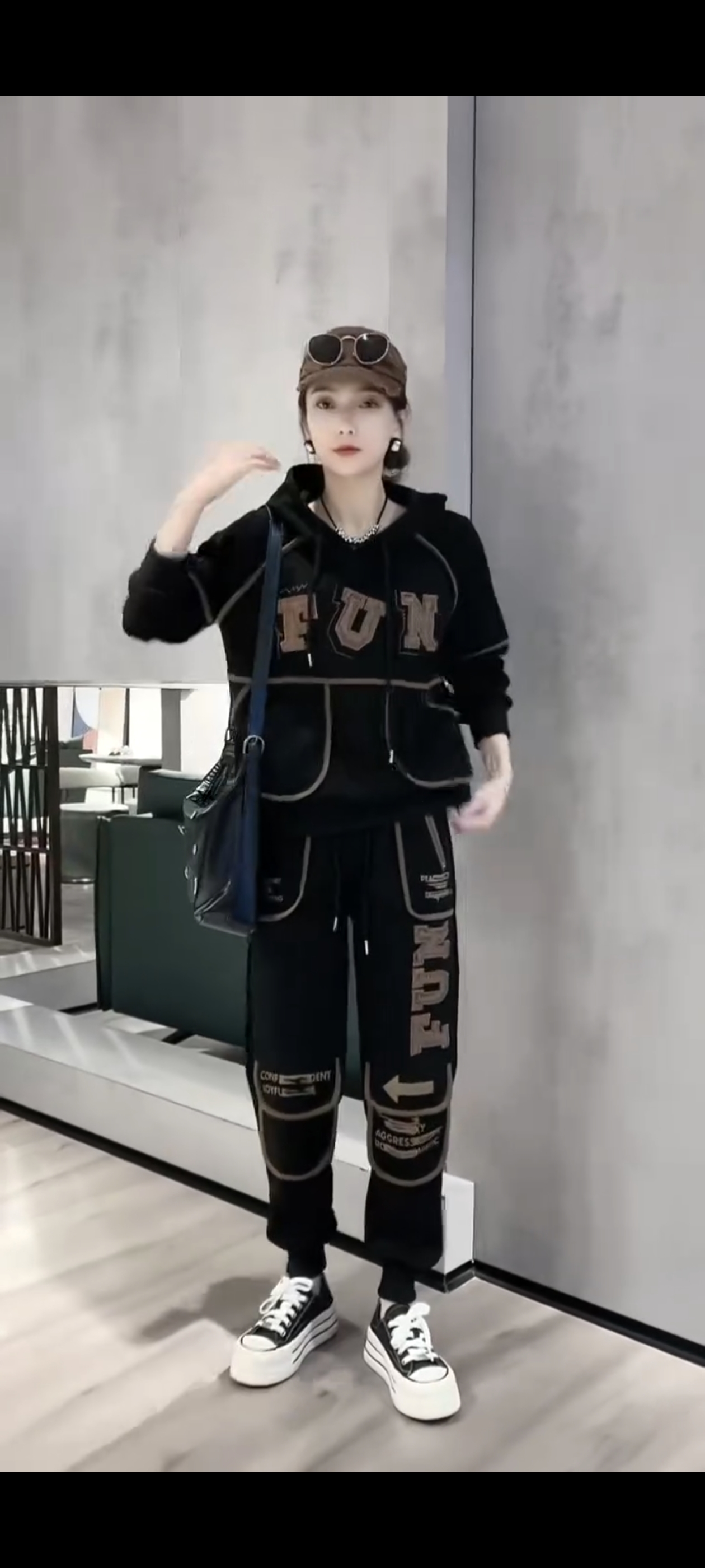 2025冬新款韩版时尚奥粒绒休闲运动男女宽松显瘦卫衣卫裤两件套潮