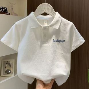 纯棉中小童宝宝短袖 上衣 T恤男女童儿童印花polo领婴儿童装 t吸汗衫