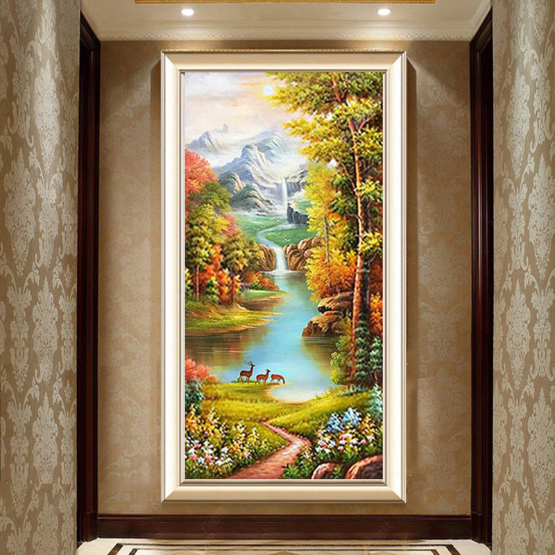 流水生财钻石画满钻十字绣风水山水贴2019新款家用办公室壁画装饰|ruв категории домашний ткань, вышивка крестом и инструментов, принадлежностей, вышивка крестом suite - от Buy2taobao.com для оказания профессиональной услуги покупки агента Taobao