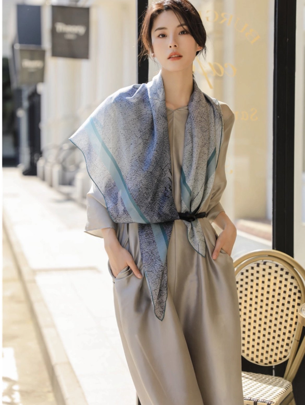 北欧订单真丝双宫大方巾围巾飘逸仙气