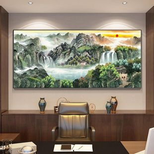 宾王印象单联山水壁画画框铝合金爆发户财富装饰画客厅办公室群山