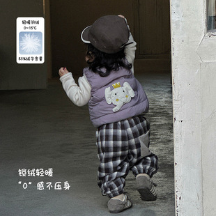 女童马甲秋冬新款 女宝宝森系羽绒马夹加厚保暖外套周岁婴儿秋冬装