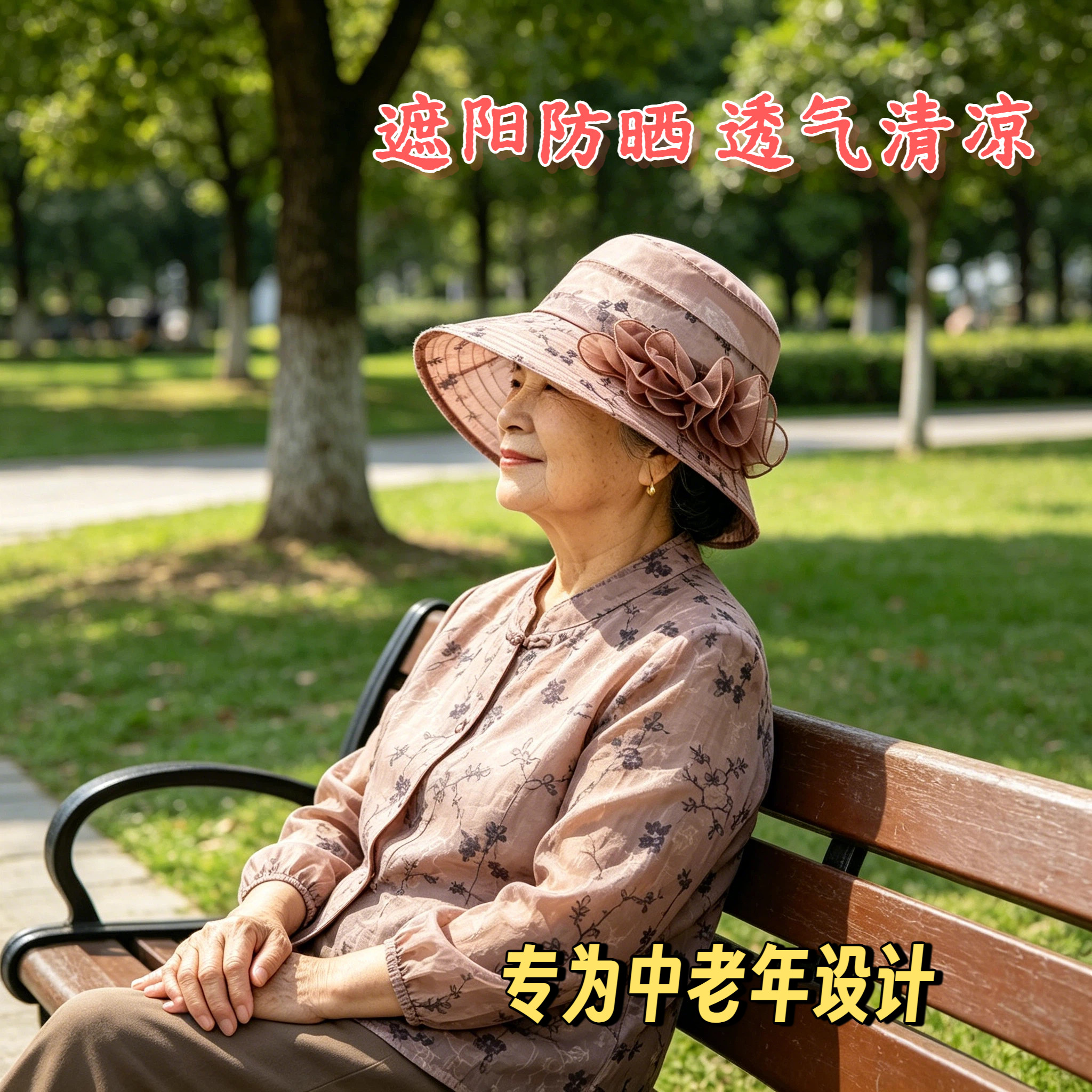 中老年女式夏凉帽子妈妈遮阳帽中老年防晒太阳帽老人奶奶渔夫帽