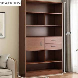 书架落地书柜置物架客厅靠墙格子柜家用简易实木色收纳柜子储物1