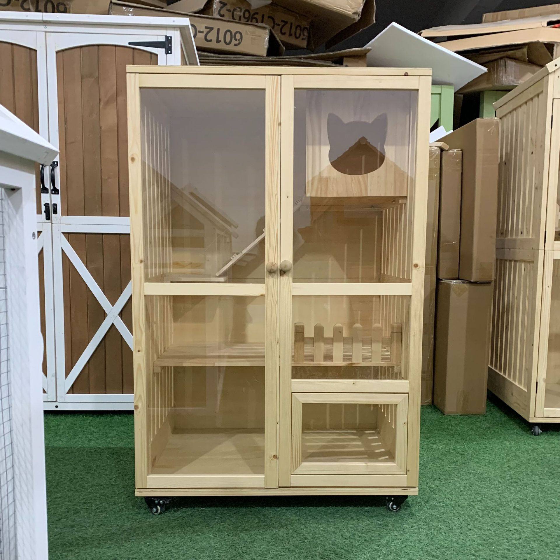 猫屋厂家实木猫笼大空间一体猫窝 家用室内空间自由猫柜猫舍