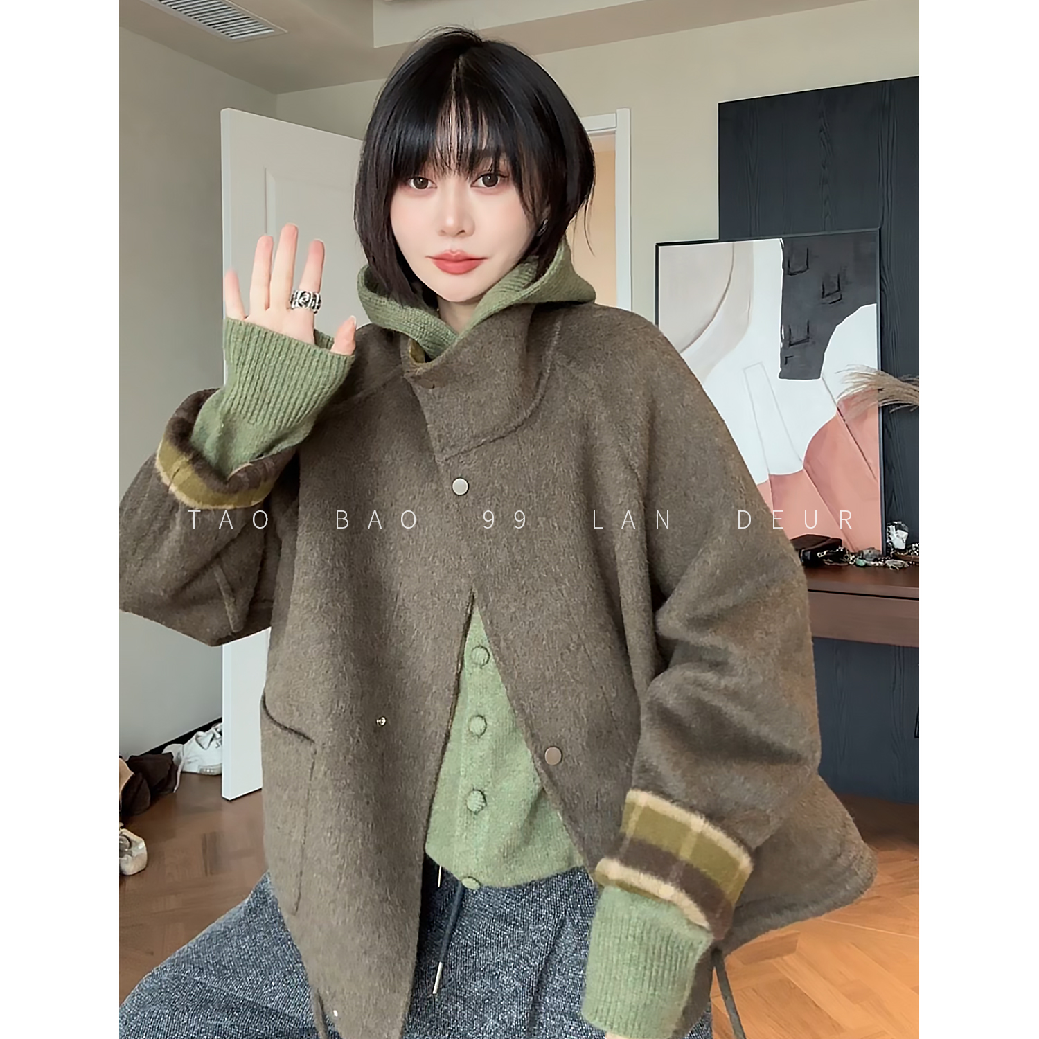 【反转巴黎】双面穿绵羊毛百搭时尚气质毛呢短款大衣