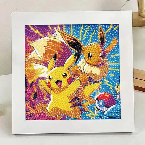 皮卡丘钻石贴画亮钻满钻新款儿童手工diy材料包男孩女孩生日礼物