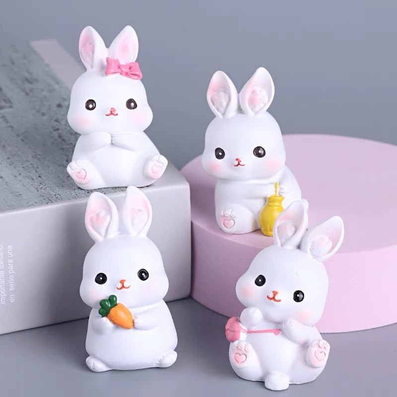 中秋节小兔子生日蛋糕装饰摆件呆萌可爱胡萝卜雨伞背包白色玉兔