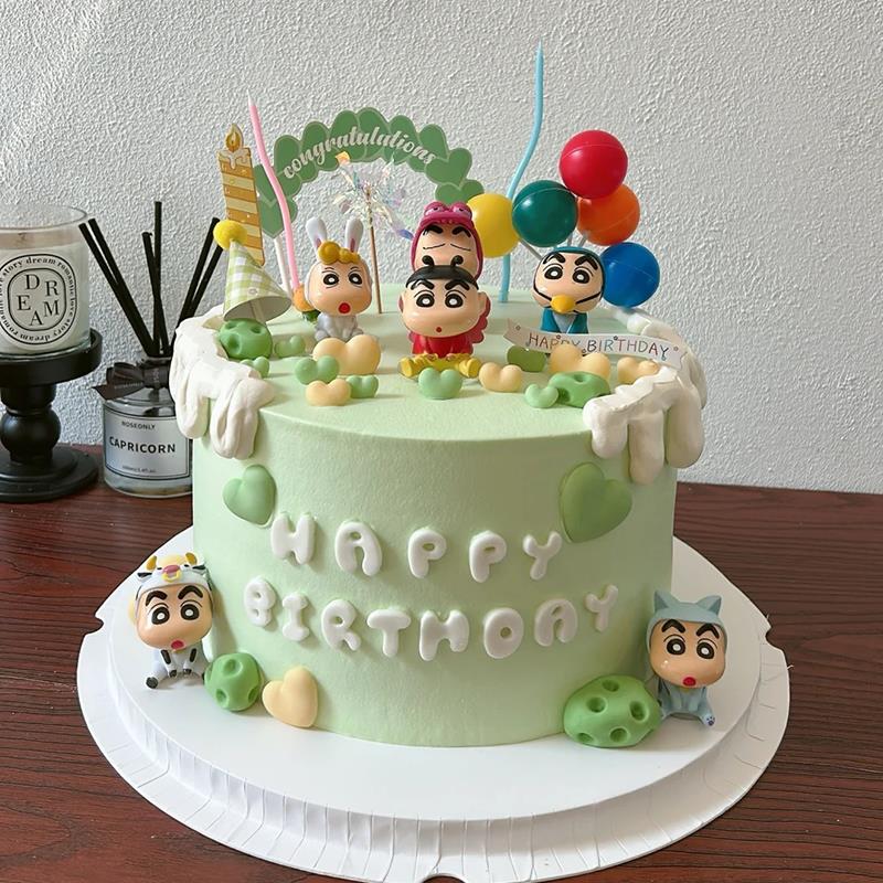 网红蜡笔小新生日蛋糕装饰摆件卡通可爱搞怪新之助烘焙配件插件