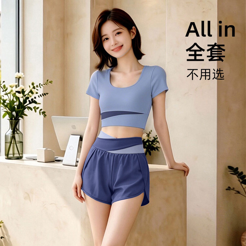夏季薄款速干瑜伽服套装女款带胸图片