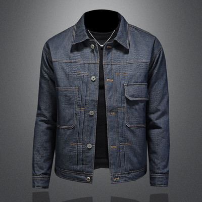 冬款不褪色牛仔羽绒服保暖工装多口袋牛仔羽绒男T88014/P280