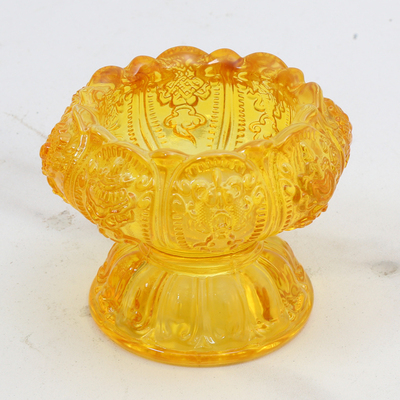 琉璃灯座烛台供灯供杯摆件家用蜡烛酥油灯座家用琉璃净水杯烛台