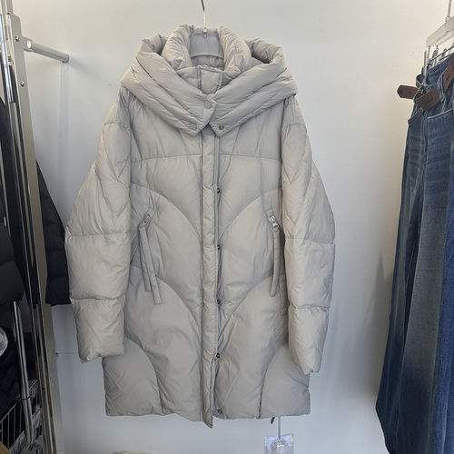 专柜正品墨写MX冬季新款连帽可拆宽松阔版90白鸭绒中长羽绒服6666