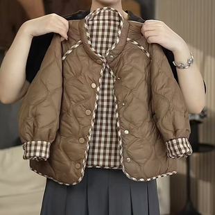 男童两面穿外套秋冬款2025新款洋气女童棉服姐弟装夹棉加厚上衣潮