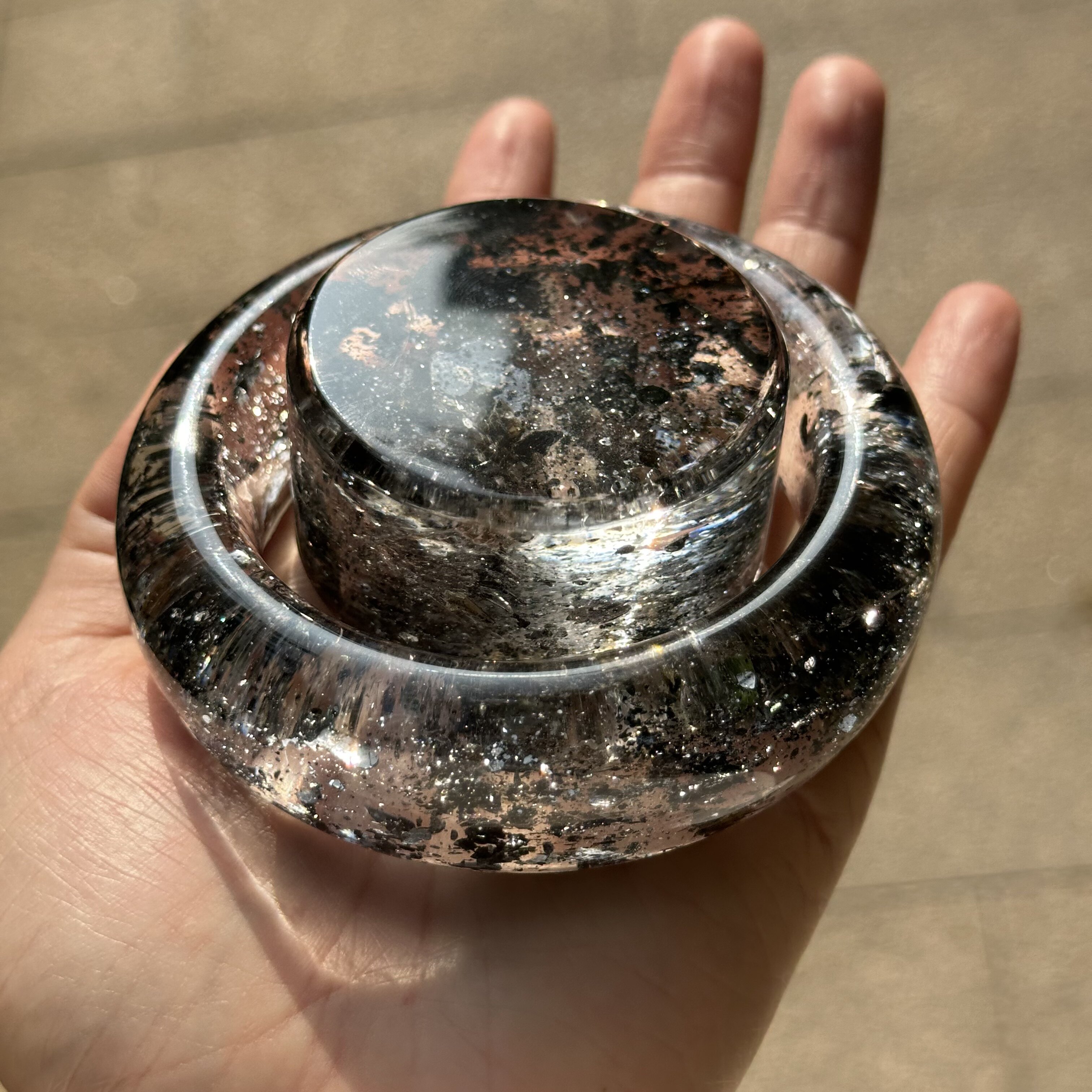 天然稀有爆闪闪灵钻水晶手镯62.8圈26.6宽15.8厚自然光实拍