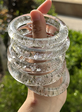 天然净体绿碧玺水晶手镯自然光实拍水头超级亮共生包裹体超好看