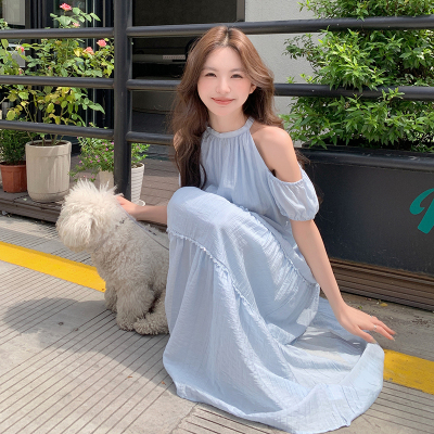 夏款首发 挂脖露肩蛋糕连衣裙 2C122-8845-P125-K188