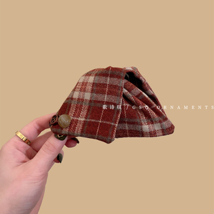 新年氛围感~红色纽扣格纹三角抓夹女高级感饱满后脑勺鲨鱼夹发夹