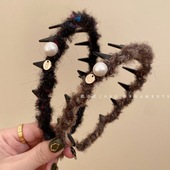 早秋款 小香风毛绒珍珠发箍女2026新款 高级带齿防滑头箍洗脸发卡