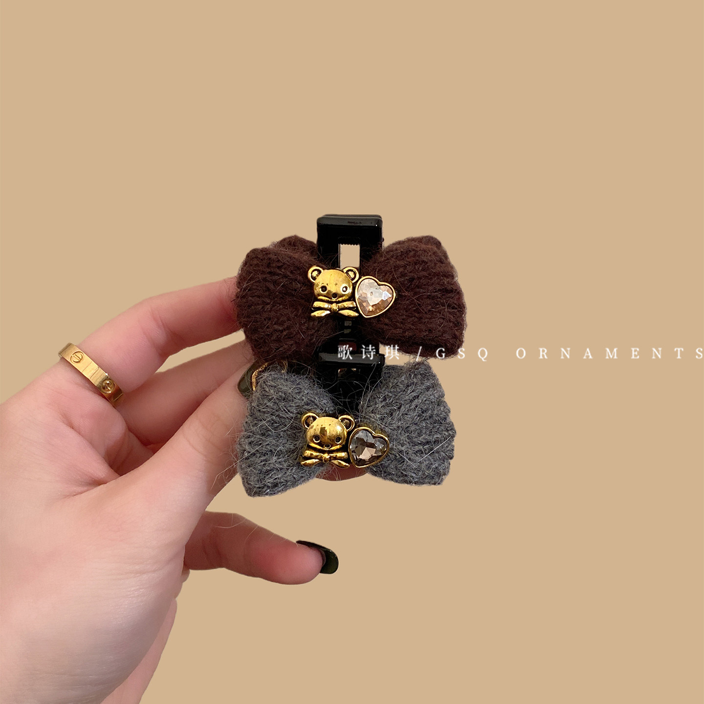 韩系针织蝴蝶结小熊公主头抓夹女后脑勺半扎发鲨鱼夹侧边刘海发夹,饰品/流行首饰/时尚饰品新,发饰,淘宝优惠券,粉丝福利购,淘宝优惠卷