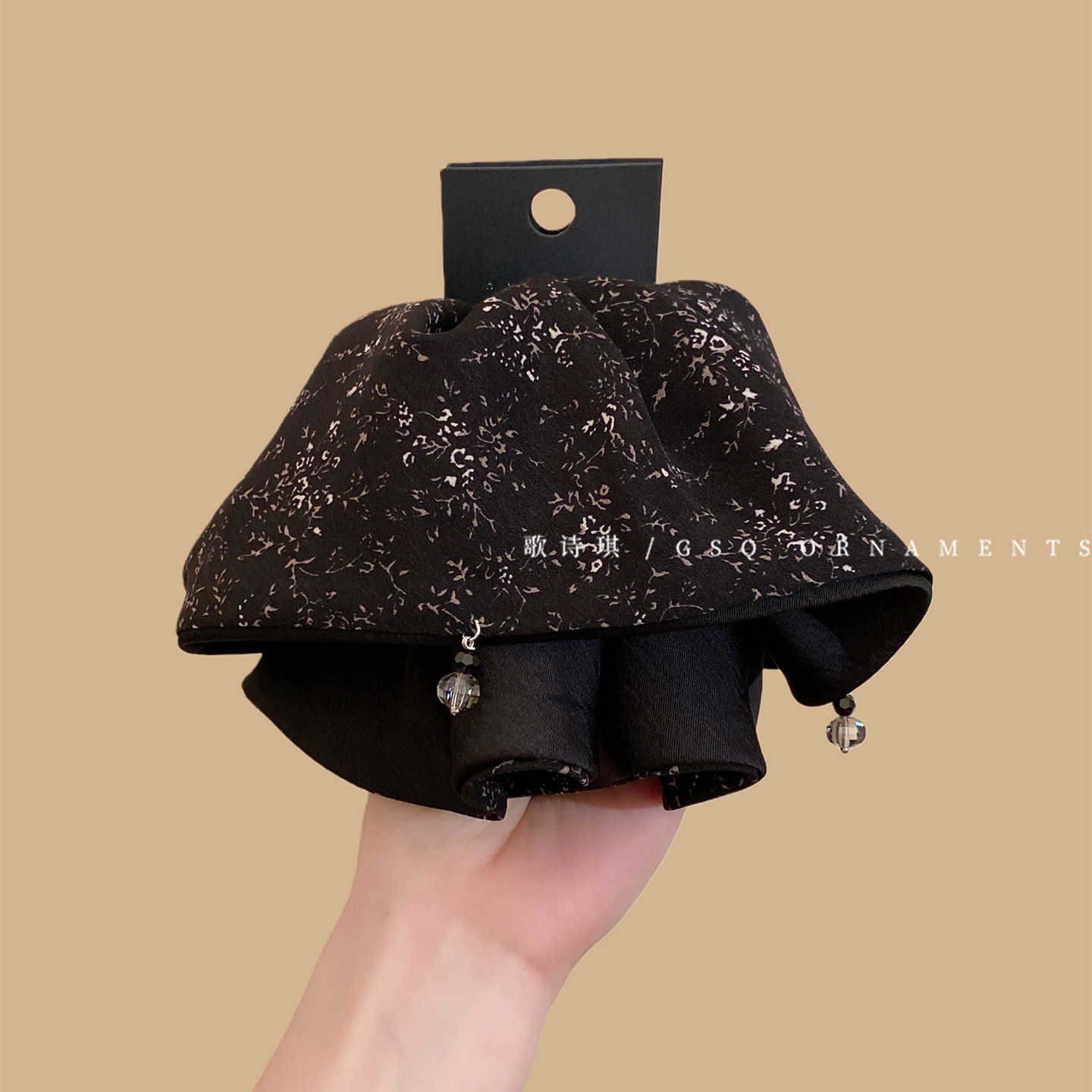 韩系碎花双层高马尾抓夹