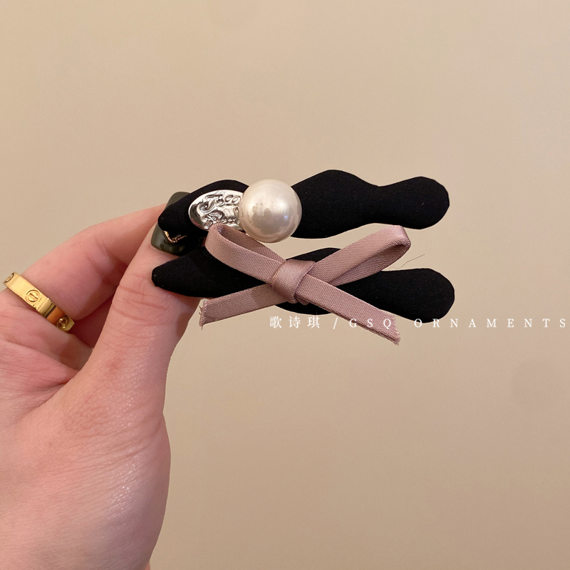 珍珠蝴蝶结发夹女2025新款