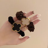 金属四叶草大肠发圈新款 2024头饰女扎头发绳网红发饰高级感头绳