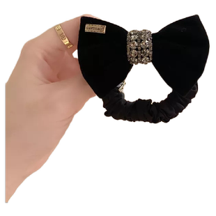 精致黑色蝴蝶结发圈女生头绳2024新款高端优雅扎马尾皮筋秋冬款