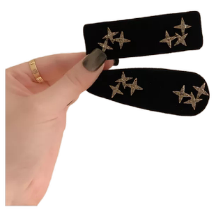 星汉璀璨轻奢气质绒面黑色bb夹2024新款高端刘海后脑勺碎发夹头饰