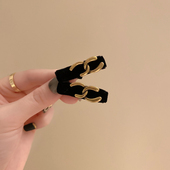 大牌风高级感黑色鸭嘴夹边夹八字刘海发夹女适合发量少 夹子发卡