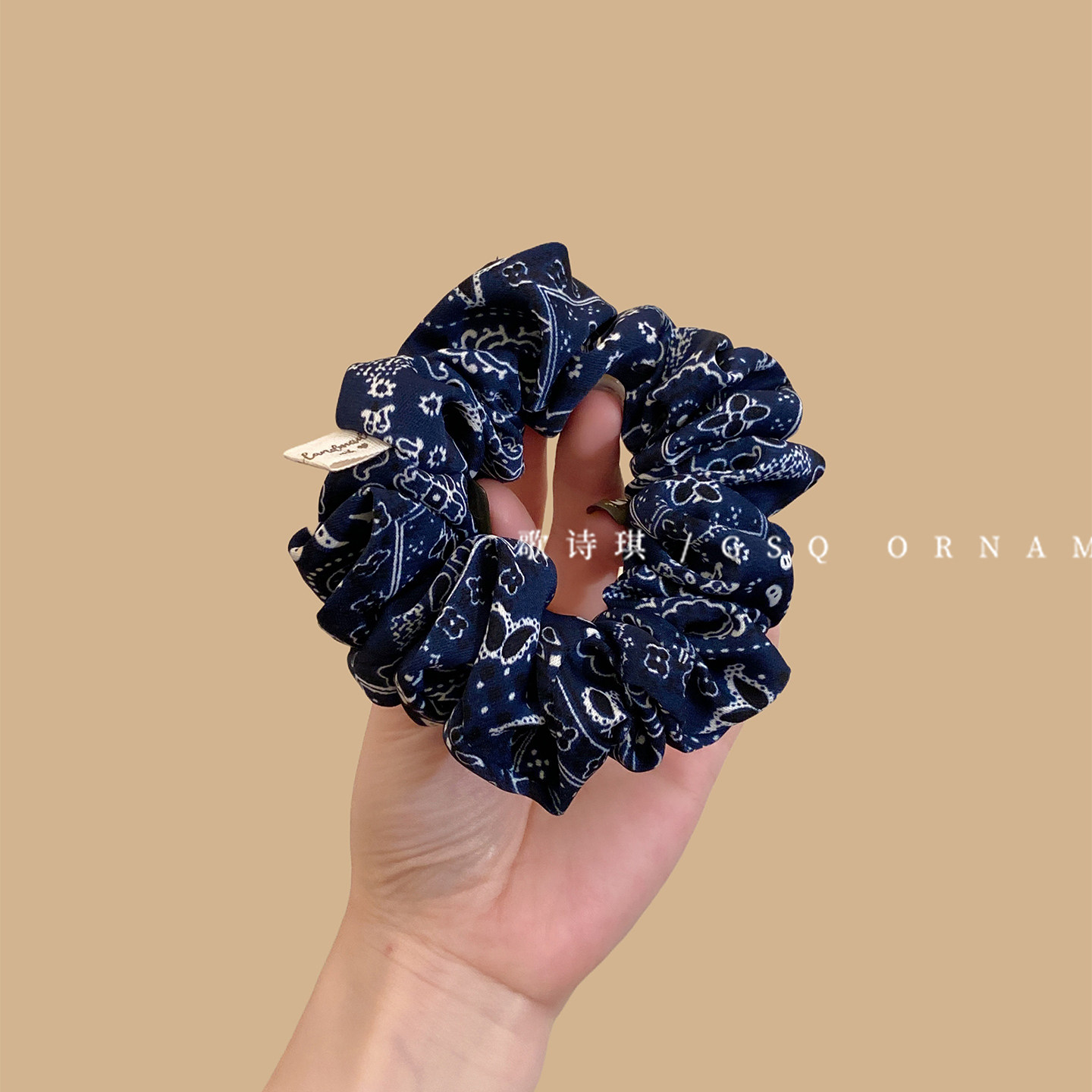 复古褶皱布艺印花大肠发圈女耐用丸子头发绳高级感扎马尾头绳皮筋,饰品/流行首饰/时尚饰品新,发饰,淘宝优惠券,粉丝福利购,淘宝优惠卷