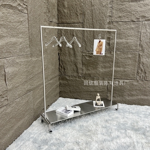 服装店展示架男女装不锈钢挂衣架落地式可移动中岛架陈列架轮子架