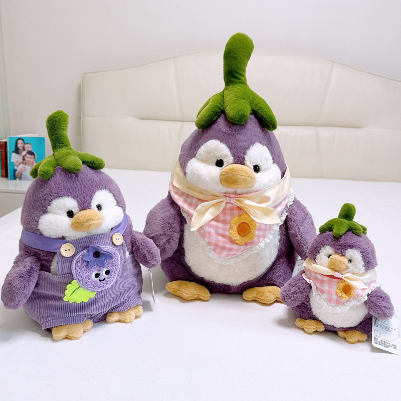 美格海紫色企鹅毛绒玩偶