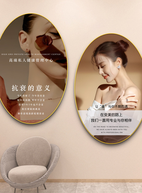 美容院墙面挂画高级养生馆装饰画皮肤管理挂图海报形象墙医美壁画