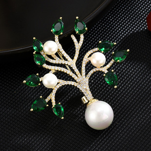 文艺复古中国风简约发财树胸针高档精工轻奢树叶胸花女别针 新款